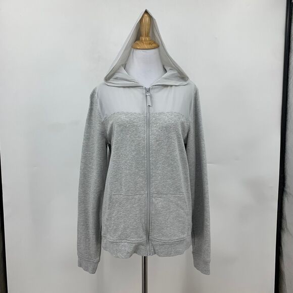 Victorias Secret Sport Mesh Panel Hoodie Womens XS Scalloped Edge Pockets Jacket - Picture 2 of 16